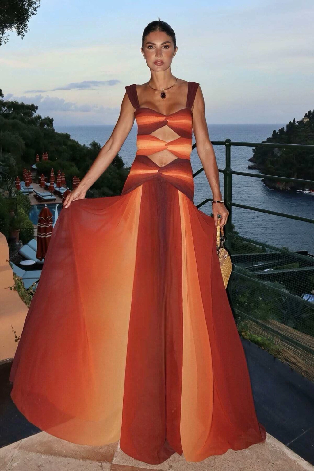 Sunset Hue Cutout Maxi Dress