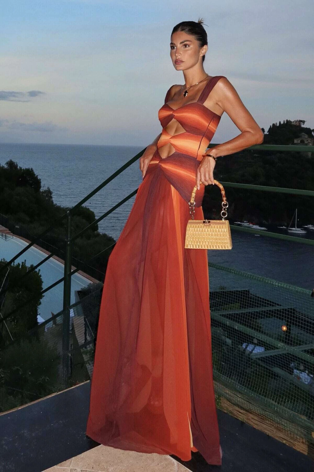 Sunset Hue Cutout Maxi Dress