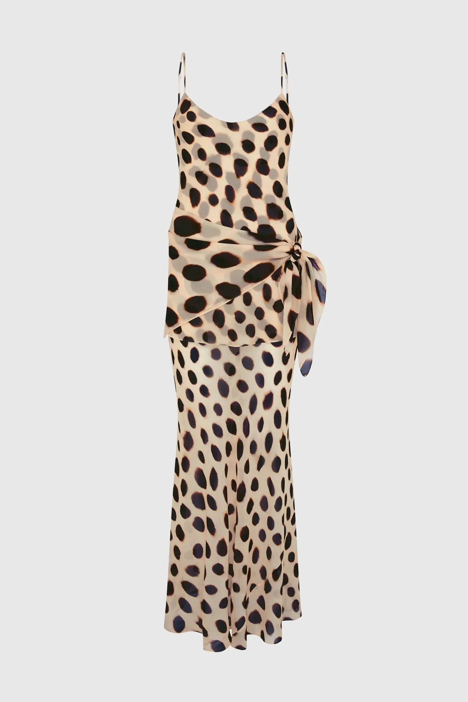 Vintage-Abend-Maxikleid mit Animalprint und V-Ausschnitt