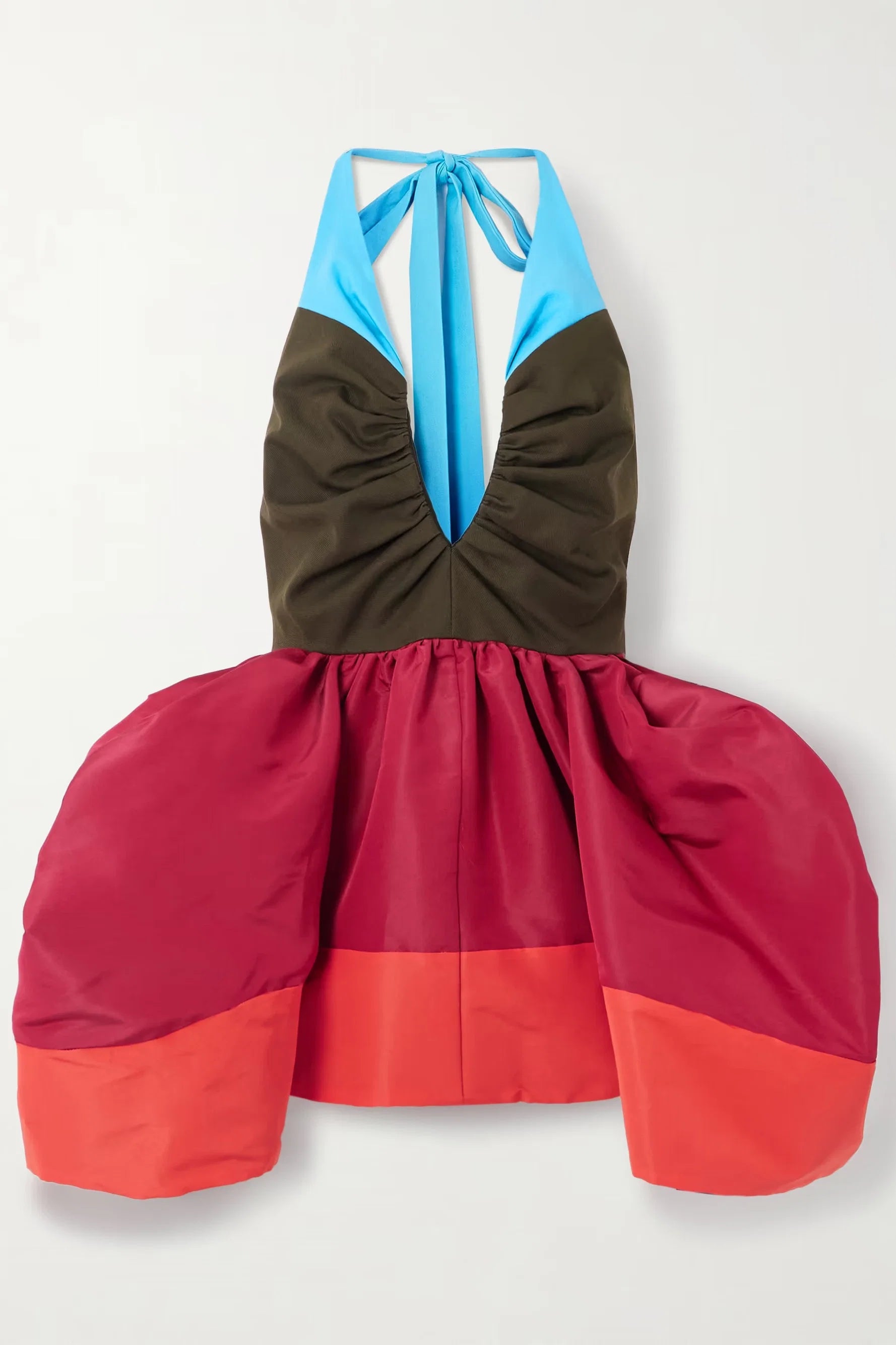 Colorblock Halter Pleated Top