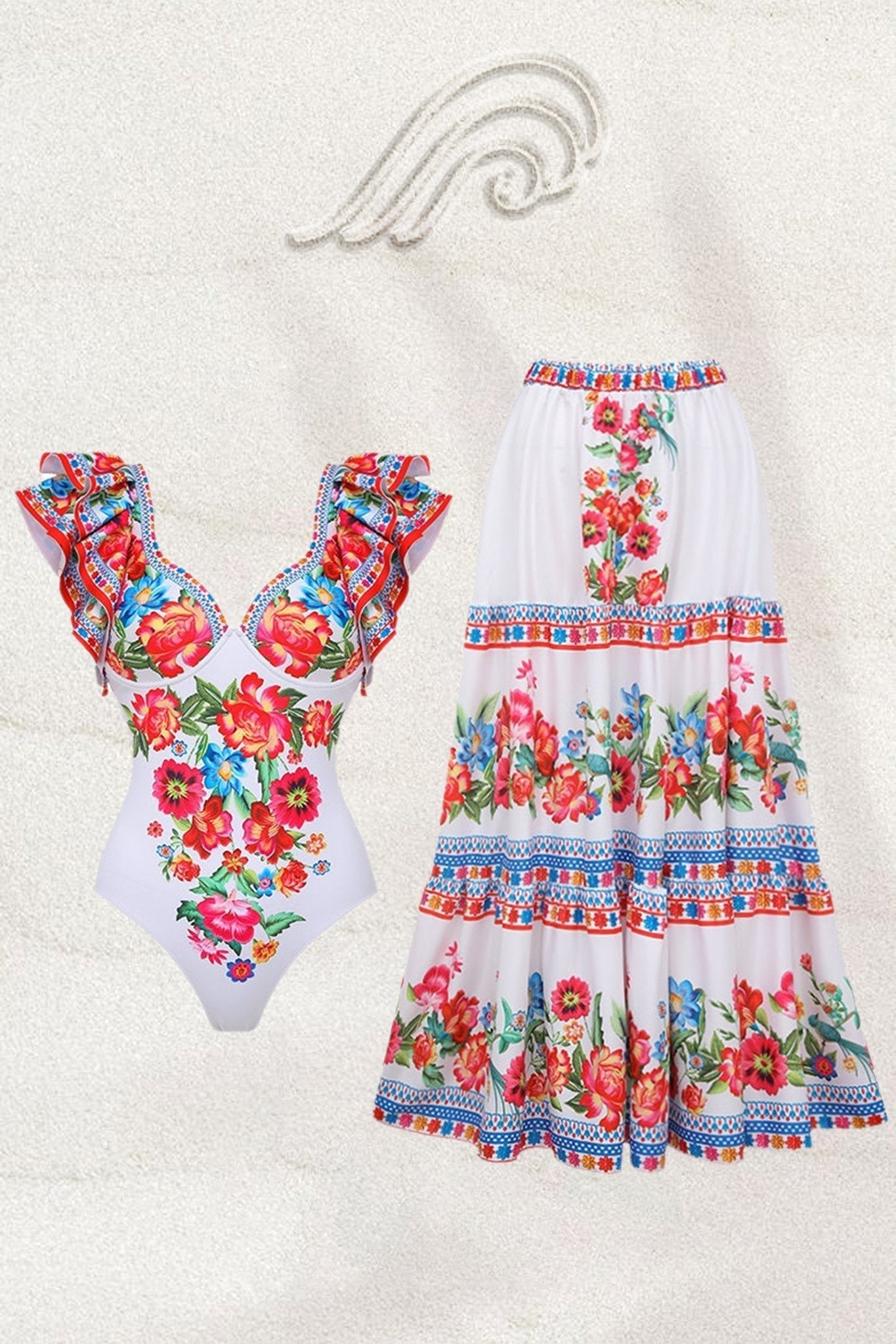 Livia Vintage Floral Printed Two-pieces Swim Set-Sunfere