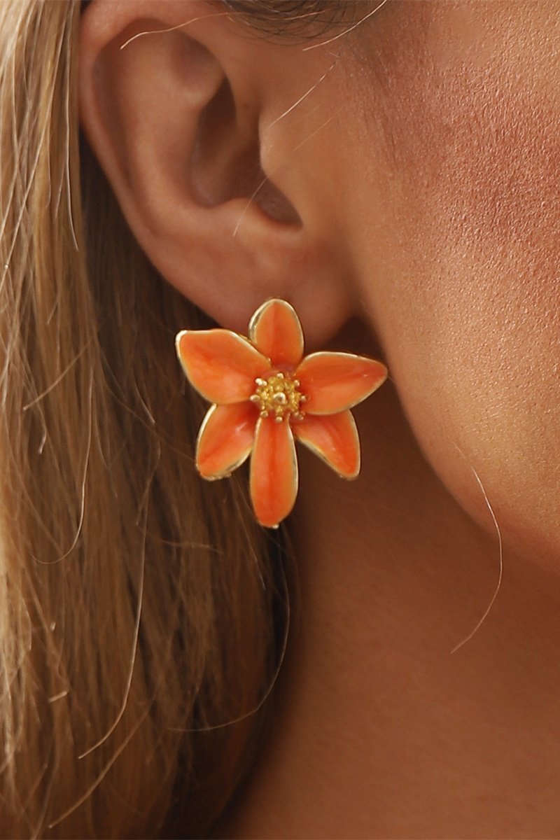 Vintage Enamel Flower Earrings-Sunfere