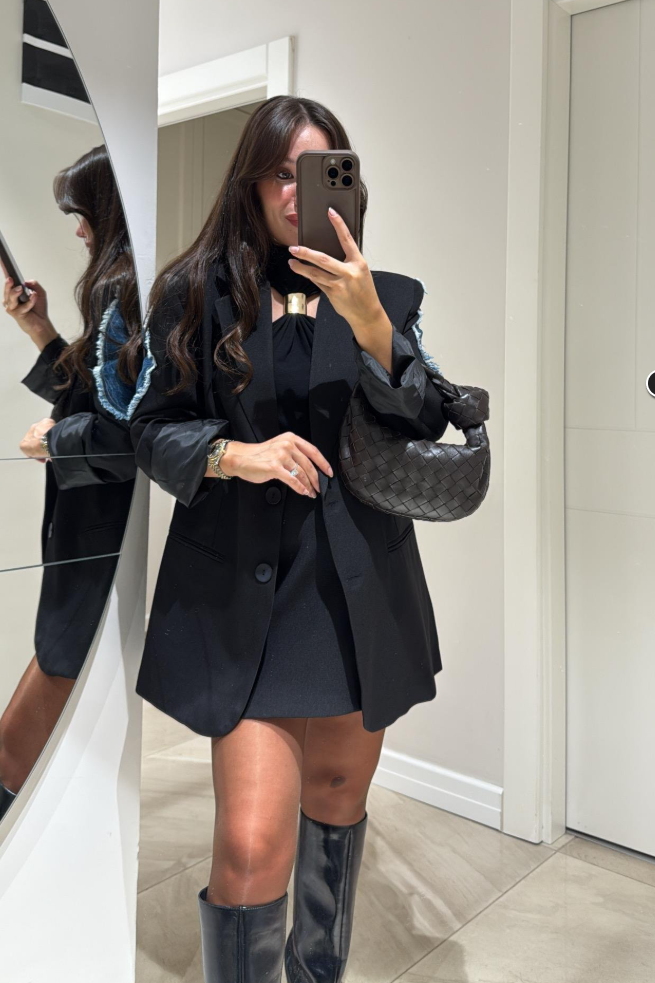 Edgy Contrast Panel Blazer